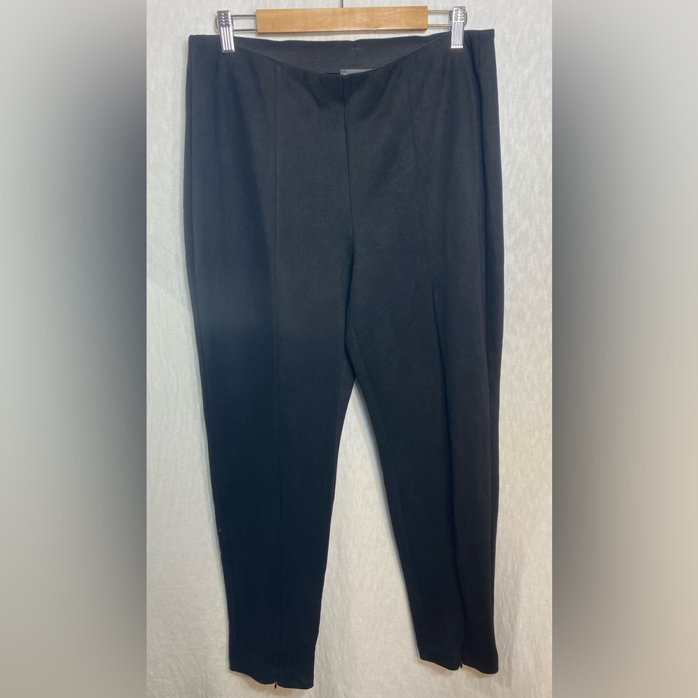 Vince Camuto Women’s Black Suede Like Pull On Pants Zipper Ankles Size L